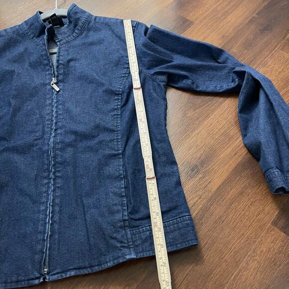 Eileen Fisher Denim Bomber Jacket Full Zip Casual Chic Western Boho Sz Small - Picture 6 of 6
